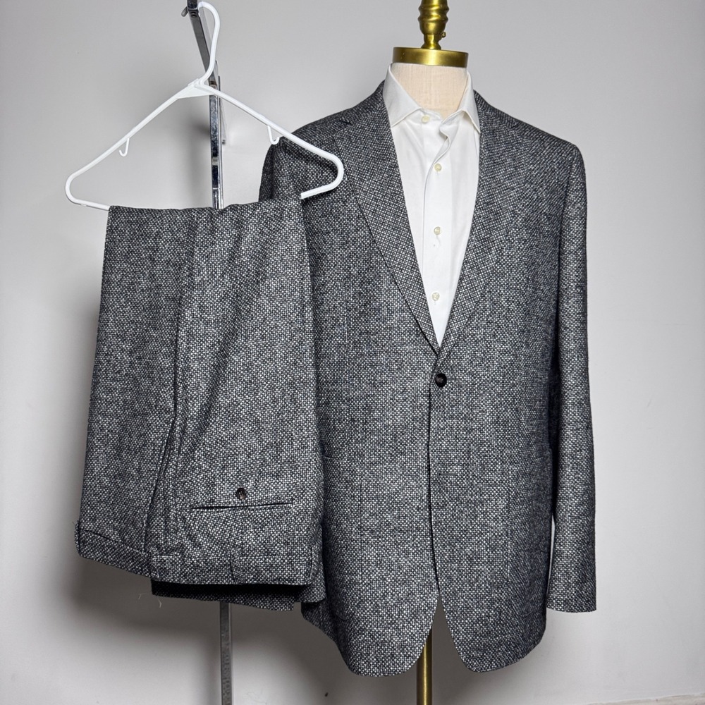 Suitsupply Suit Mens 46L W38 Grey Textured Havana Ferla Alpaca Wool Blend